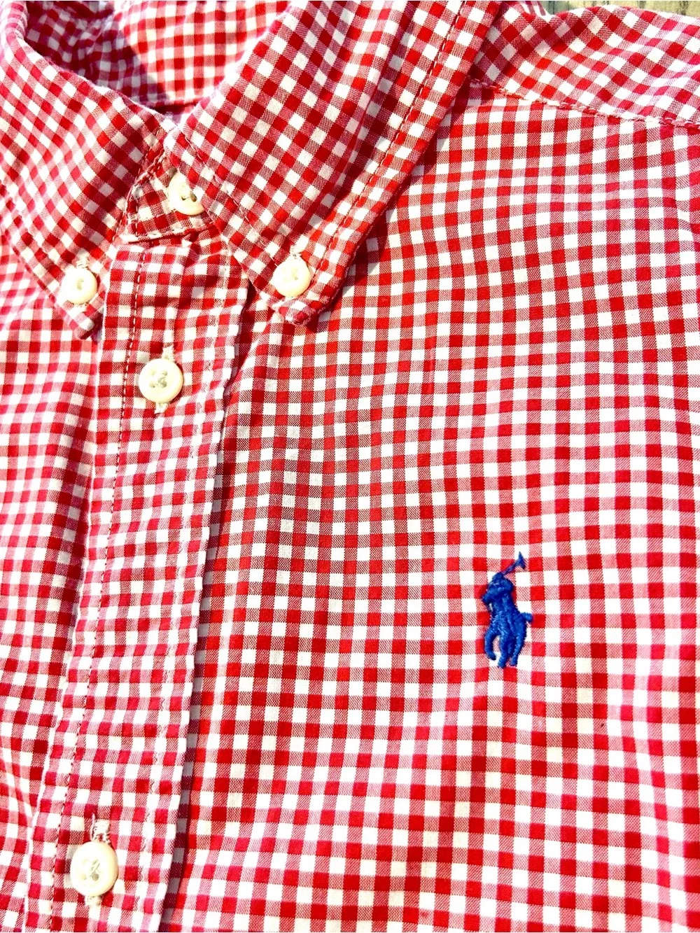 Ralph Lauren Red White Check Long Sleeve Button Down Shirt 3T  Toddler Gingham